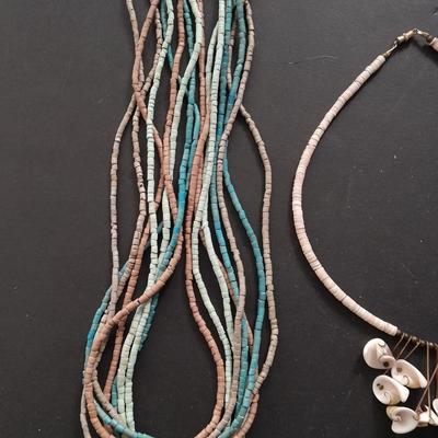 Beaded and real shells bead necklaces