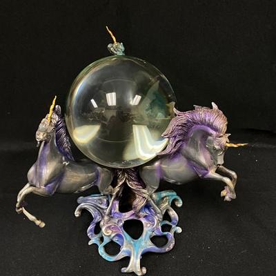 Unicorns of the New Age Pewter Crystal Ball by Sue Dawe The Franklin Mint Mystical