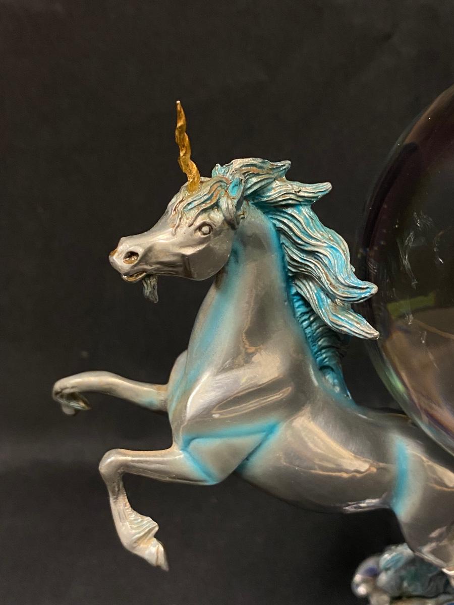 Unicorns of the New Age Pewter Crystal Ball by Sue Dawe The Unicorns of the New Age Pewter Crystal Ball by Sue Dawe The