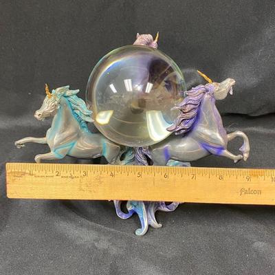 Unicorns of the New Age Pewter Crystal Ball by Sue Dawe The Franklin Mint Mystical