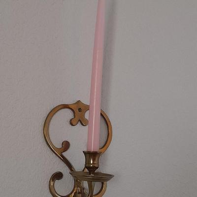 Ingraham wall clock with two metal candle sconces