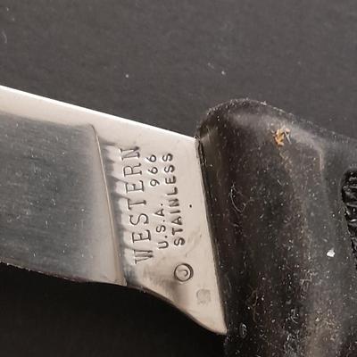 FISHING - Filet knives, with sharpener Coleman Western and vintage Harold Ensley knife with sheaths