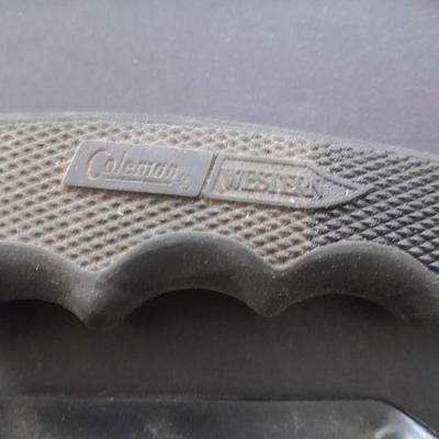 FISHING - Filet knives, with sharpener Coleman Western and vintage Harold Ensley knife with sheaths