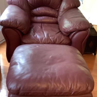 $399 leather chair and ottoman 38â€H 42â€W 38â€depth
