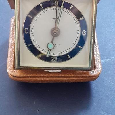 Vintage metal belt buckle with boots, Vintage Linden Black Forest travel alarm clock and watch band