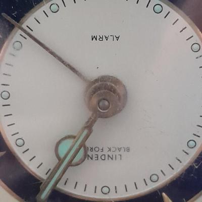 Vintage metal belt buckle with boots, Vintage Linden Black Forest travel alarm clock and watch band