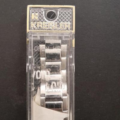 Vintage metal belt buckle with boots, Vintage Linden Black Forest travel alarm clock and watch band