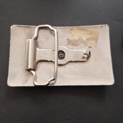 Vintage metal belt buckle with boots, Vintage Linden Black Forest travel alarm clock and watch band