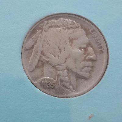 Birthday coin set 1935 D penny, 1935 Buffalo nickel with Greeley bank bag