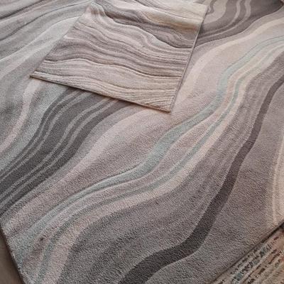 Carved waves Area rug with matching Accent rug