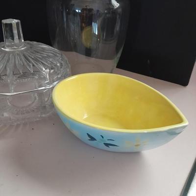 Kitchen glassware, butter dish, jar pitcher and more