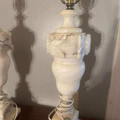 Vintage Mid Century Pair of Alabaster Lamps