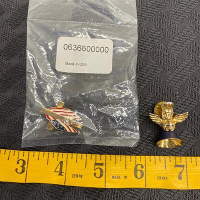 American flag and angel pin