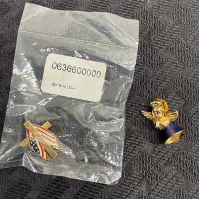 American flag and angel pin