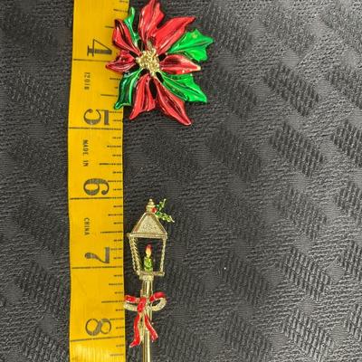Pair Vintage Gerry's Christmas pins