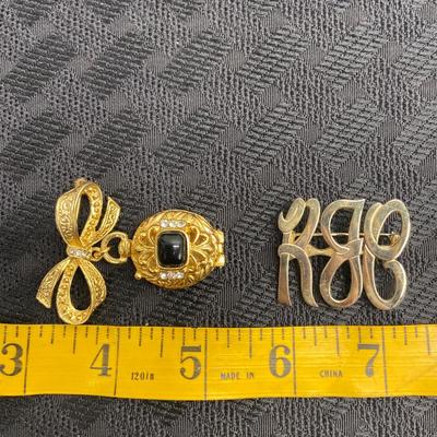 Gold Locket and Initial Brooches