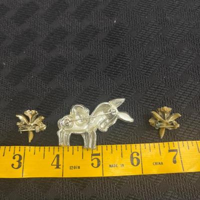 Vintage pink donkey brooch, vintage orchid brooches