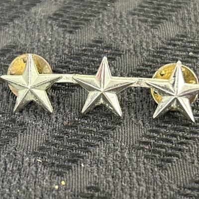 Vtg LT General Three Star Collar Rank 1/20 Silver Fill