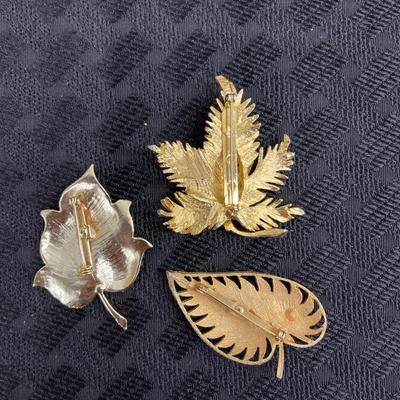 Vintage Gold tone leaf pins
