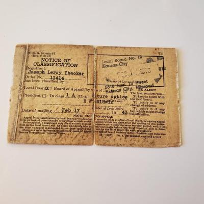 Vintage WWII Draft Papers