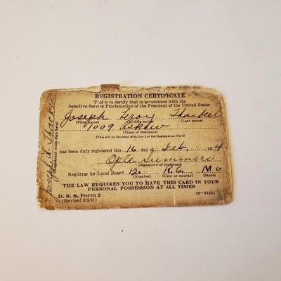 Vintage WWII Draft Papers
