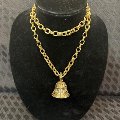 1970â€™s Bell Pendant Necklace and Brass Bell