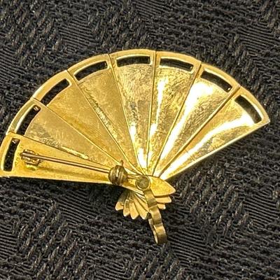 Rare Find! Retractable Enamel Fan Brooch /Pendant