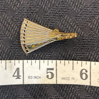 Rare Find! Retractable Enamel Fan Brooch /Pendant