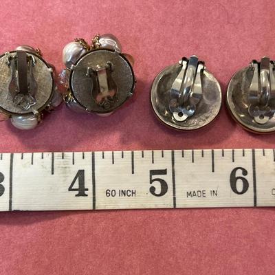 Pair Vintage Pastel Clip On Earrings