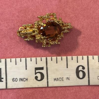 Vintage PANETTA Faux Amethyst MOD BRUTALIST Dangle Drop Clip EARRINGS Gold Tone