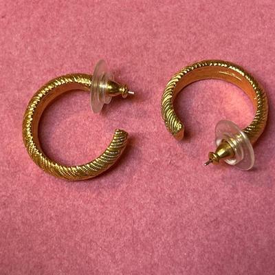 Vintage Signed Monet Hoop Post Back  Earrings