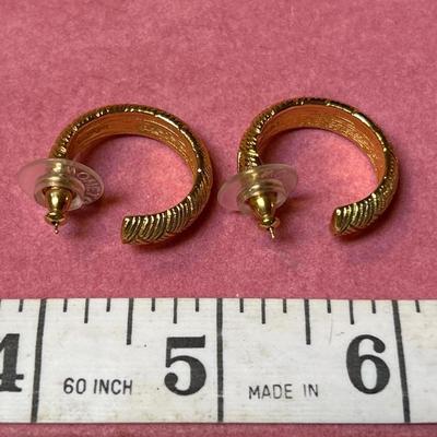 Vintage Signed Monet Hoop Post Back  Earrings