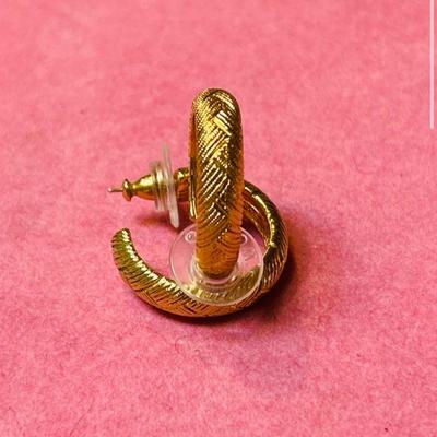 Vintage Signed Monet Hoop Post Back  Earrings