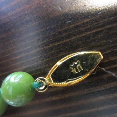Vintage Chinese Green Jade Necklace Bracelet Earring Brooch SET w/Original Box