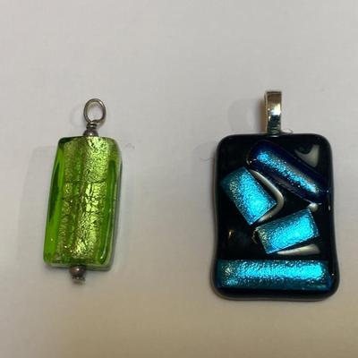 2 Glass Hand Blown Pendants