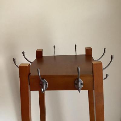 Coat rack-wooden- 4 sided, 8 hooks, 3 shelves  72