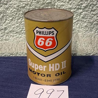 Full Vintage Can of Phillips 66 Motor Oil
