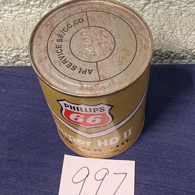 Full Vintage Can of Phillips 66 Motor Oil