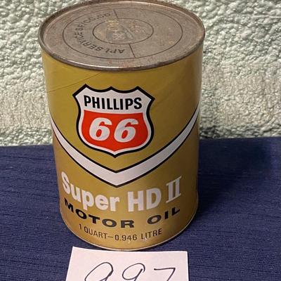 Full Vintage Can of Phillips 66 Motor Oil