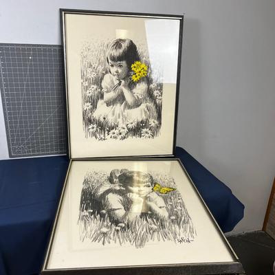 Mid Century Prints by Saron, Framed under Glass
