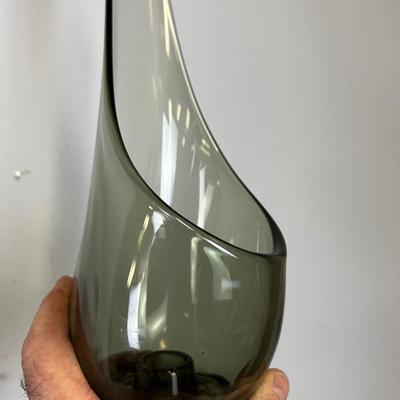 Mid Century Smoked  Glass Candle Holder 