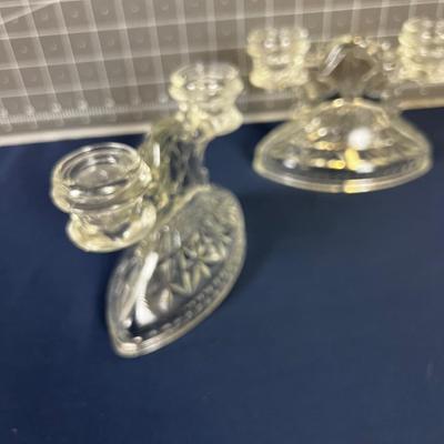 Clear Glass Candelabras, Pair