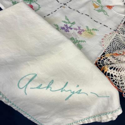 Lot of Vintage Crocheted and Embroidered Linens 