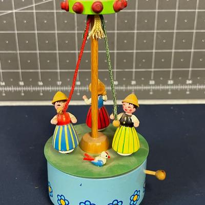 Vintage  Wood Musical May Pole, Animated 