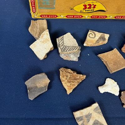 Collection of Pottery Shards and Flint, Authentic
