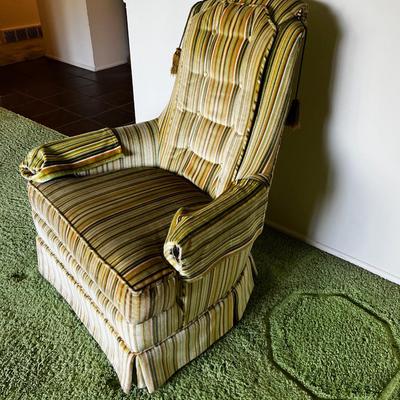 Mid-Century Striped Upholstery Chair from Fadels