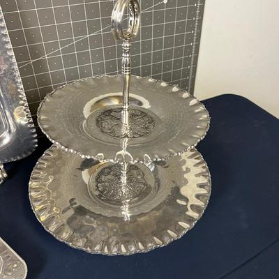 3 Pieces of Serving Ware by Cromwell Hand Wrought Aluminum 