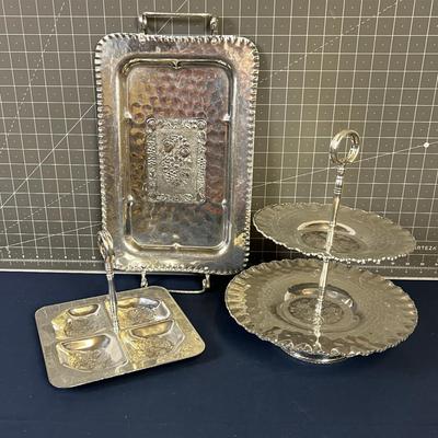 3 Pieces of Serving Ware by Cromwell Hand Wrought Aluminum 
