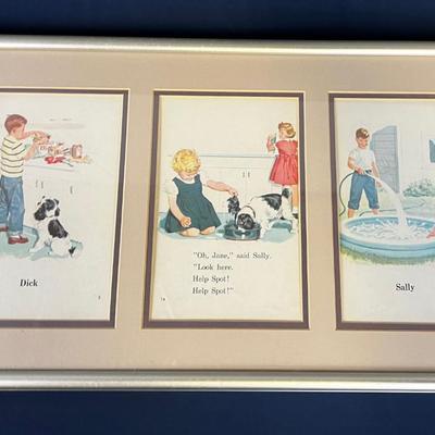 CUTEST EVER!!! Dick & JANE Plus Spot and Sally. Framed reader pages. 