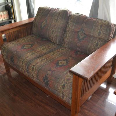LOT 5    MISSION STYLE LOVE SEAT